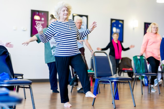 Aspen Court residents enjoying exercise classes