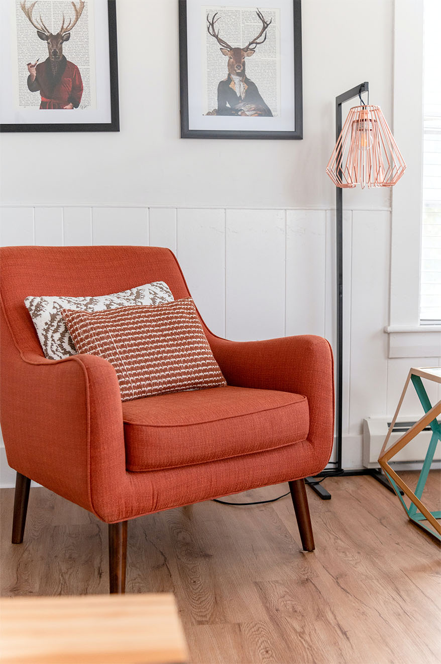 orange armchair